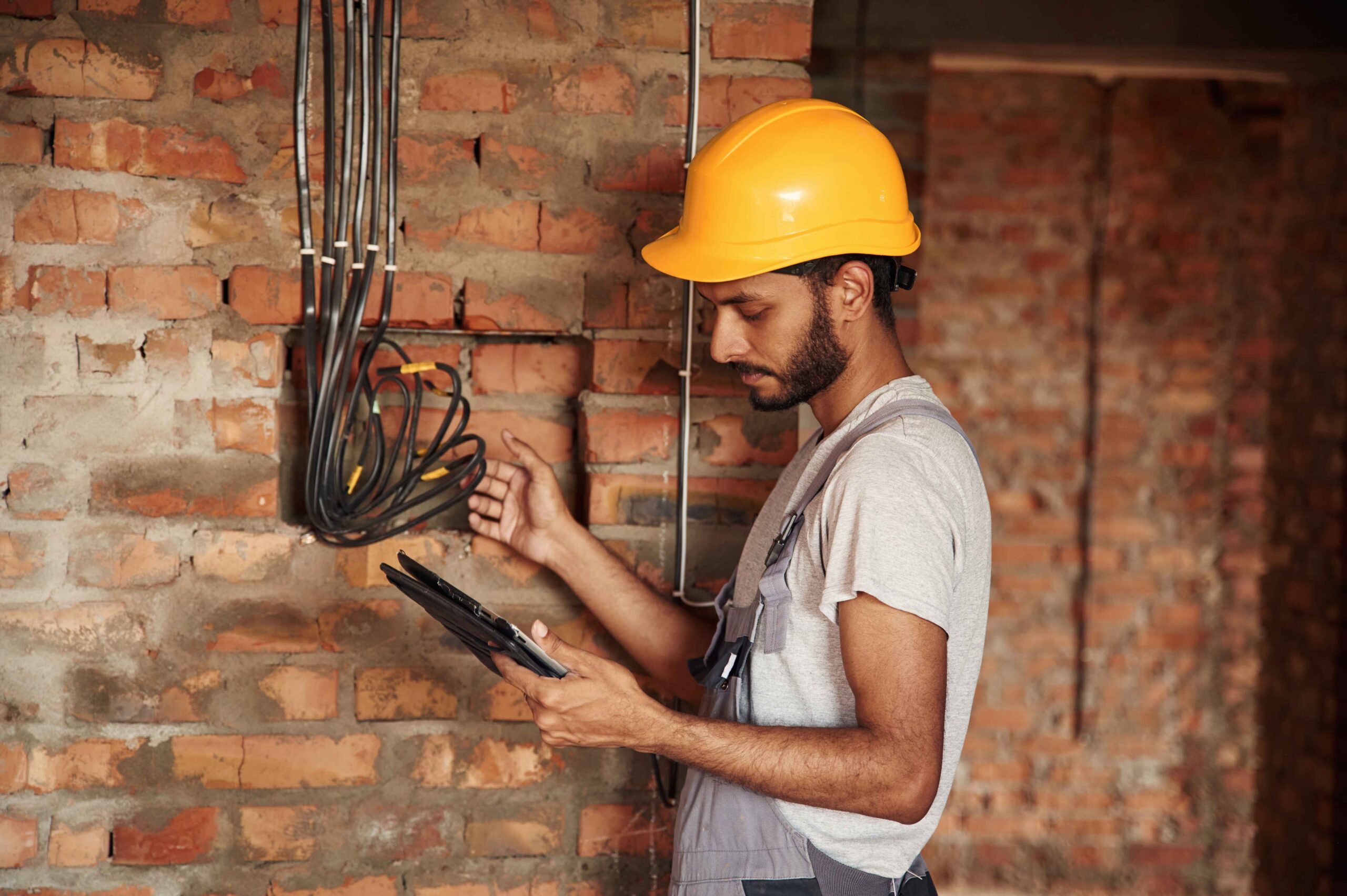 electrician checking the cables
