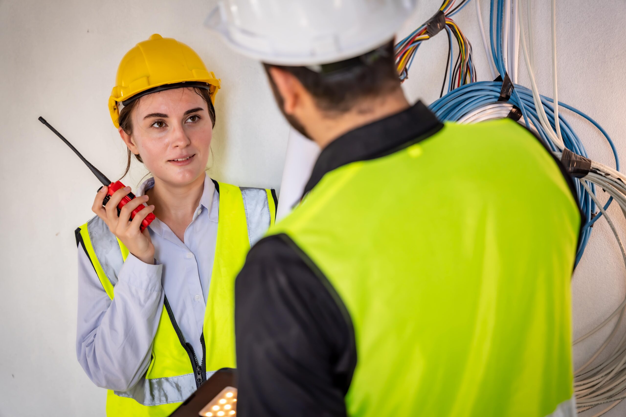 engineer inspecting wirings